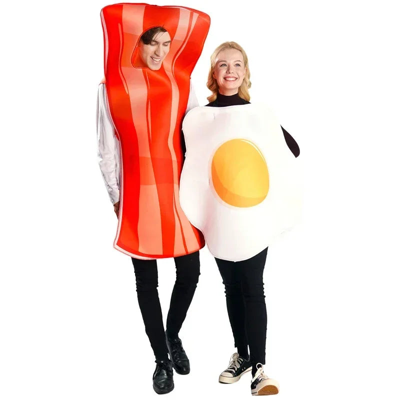 Couples Egg Bacon Halloween Carnival Dress Up Party Food Outfits