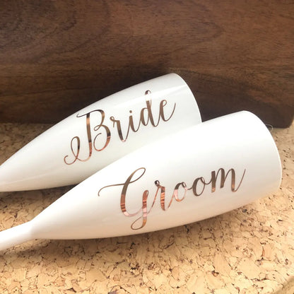 Personalized Champagne Flutes - Mr. and Mrs. Glasses